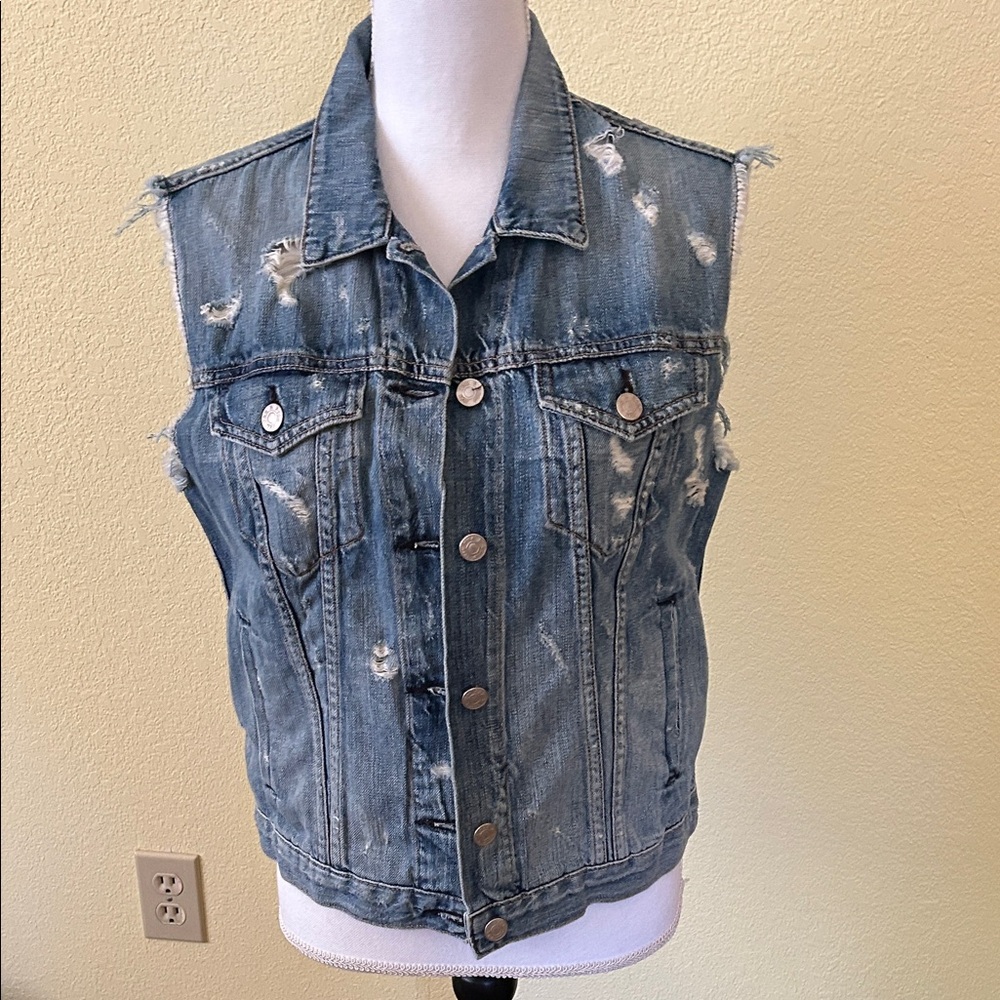 Distressed Denim Vest
